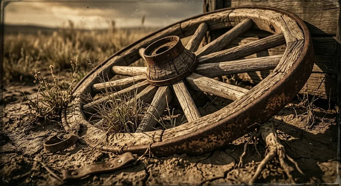 Wagon wheel in golden light