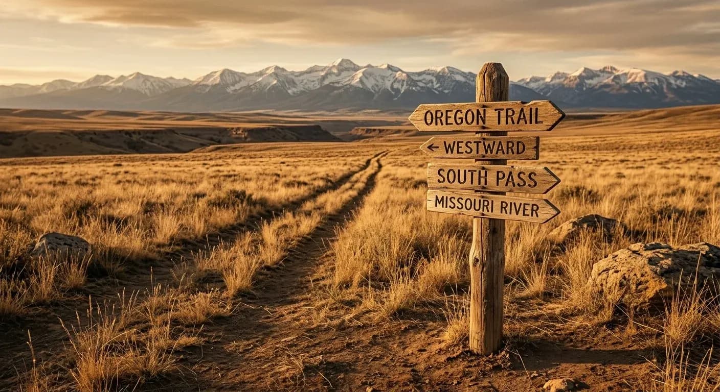 A worn trail crossing a high plateau under soft afternoon light